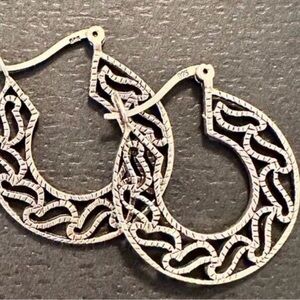 Unique Vintage 1980’s Sterling Silver Openwork Stunning Hoop Earrings